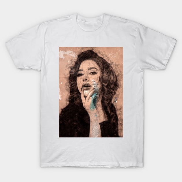 Girl with curly hair portrait T-Shirt by simonrudd